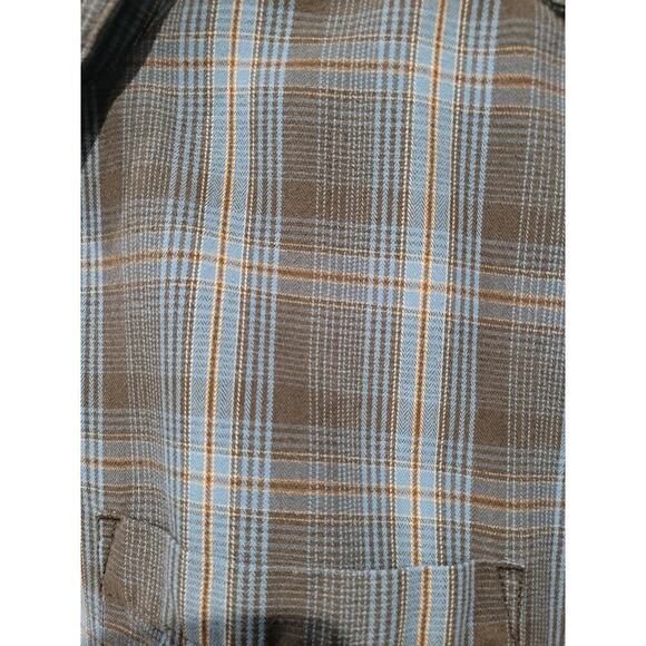 Prana Mens SZ XX Large Button Up Shirt FLAWED Plaid Brown Blue Long Sleeve - Picture 3 of 12